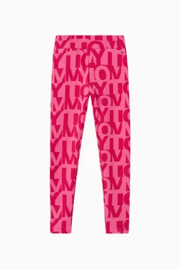 Buy Tommy Hilfiger Red Logo Leggings in Cotton Jersey for Girls in