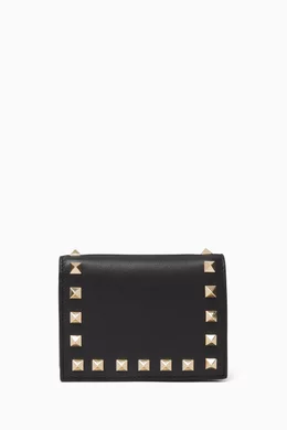 Valentino garavani rockstud leather french wallet sales