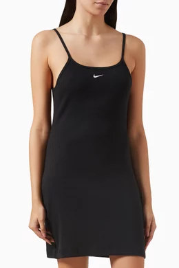 Nike black ribbed bodycon mini swoosh dress best sale