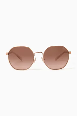 Buy Coach Rose Gold Round Sunglasses in Metal for Women in