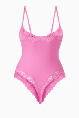 Buy SKIMS Pink Fits Everybody Lace Cami Bodysuit for Women in Saudi