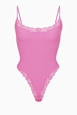 Buy SKIMS Pink Fits Everybody Lace Cami Bodysuit for Women in Saudi