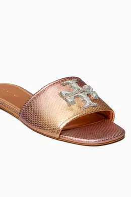 Buy Tory Burch Pink Eleanor Pav Wide Fit Slide Sandals in