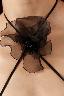 Buy Nensi Dojaka Black Flower Halter Neck Bra Top for Women in UAE