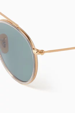 Buy Ray Ban Gold Circular Double Bridge Sunglasses in Metal for