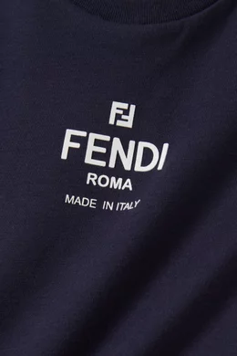 Buy Fendi Blue Logo print T shirt in Cotton for Baby Boys in Saudi