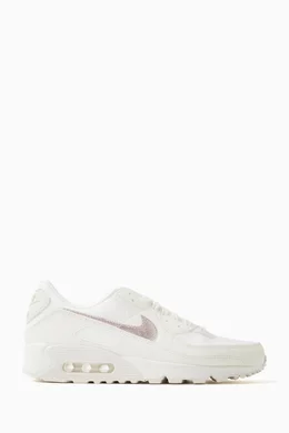 Buy Nike White Air Max 90 Sneakers in Leather Textile for Women