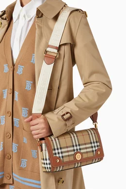 Burberry small canvas check and leather crossbody bag shop