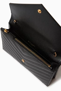 Small monogram mattelasse leather chain wallet hot sale