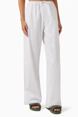 Buy Matteau White Drawcord Pants in Organic-cotton for Women in