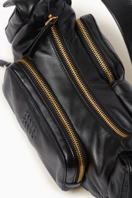 Miu miu city calf hotsell miu logo shoulder bag