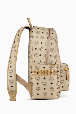 Buy MCM Neutral Medium Stark Side Studs Visetos Backpack in Coated