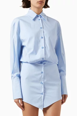 Buy The Attico Blue Silvye Striped Mini Dress in Cotton for Women