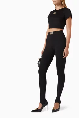 Buy Dolce & Gabbana Black Logo Engraved High-rise Leggings for Women in  Saudi