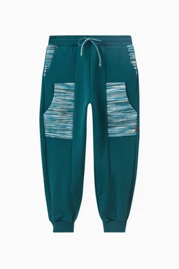 Buy Missoni Green Striped Pocket Joggers in Cotton Jersey for Boys