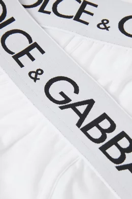 Buy Dolce & Gabbana Black Logo Print Briefs in Cotton Stretch, Set of 2 for  Men in Saudi