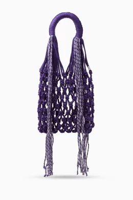 Buy Nannacay Purple Mini Malala Tote Bag in Cotton Macram for