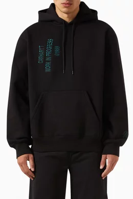 Buy Carhartt WIP Black Hooded Signature Sweatshirt in Cotton Blend ...