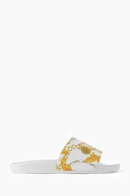 Versace slides on sale white and gold