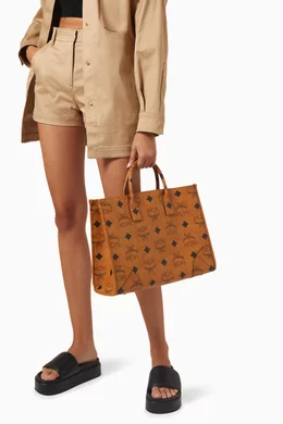 Mcm large visetos coated canvas tote sales