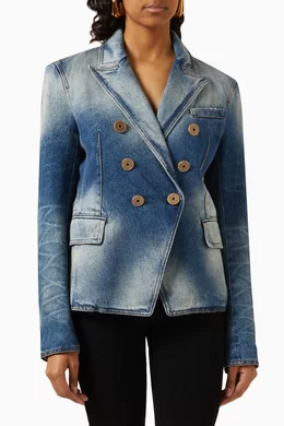Denim balmain blazer discount