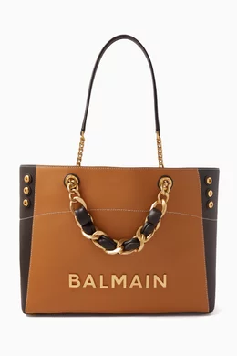 Buy Balmain Brown 1945 Soft Cabas Tote Bag in Leather for