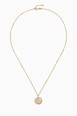 Lace Lustrous 18k Yellow Gold Necklace with Diamond and Mother of Pearl