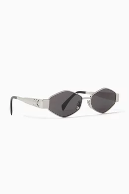 Buy Celine Silver Octagonal Sunglasses in Metal for Women in Saudi