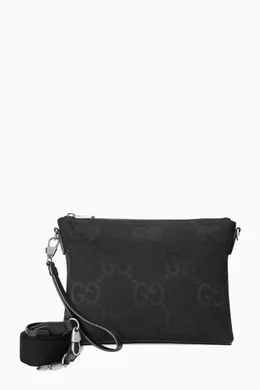 Buy Gucci Black Medium Messenger Bag in Jumbo GG Canvas for