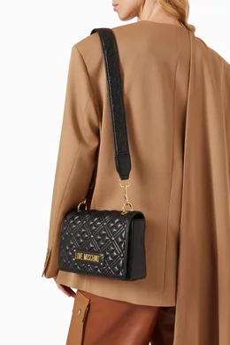 Buy Love Moschino Black Small Shoulder Bag in Quilted Faux leather