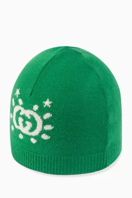Buy Gucci Green Interlocking G UFO Hat in Wool Knit for Girls in