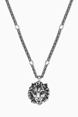 Lion head cheap gucci necklace