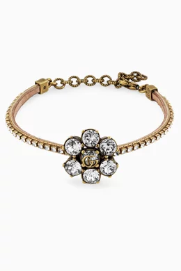Gucci flower bracelet gold deals