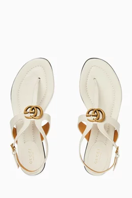 Buy Gucci White Double G Thong Sandals in Leather for Women in