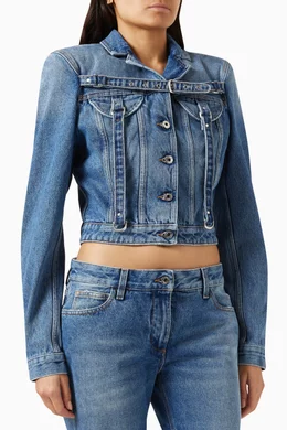 Buy Off White Blue Cargo Jacket in Denim for Women in Saudi Ounass