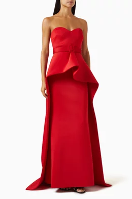 Badgley mischka red 2025 strapless ball gown