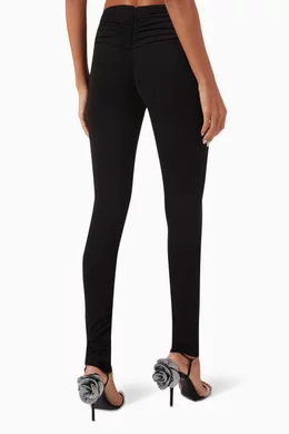 Floral-appliqué jersey slim leggings in black - Magda Butrym