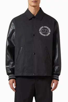 Buy Valentino Garavani Black Valentino Bomber Jacket in Nylon for