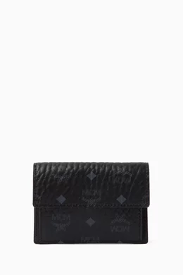 Buy MCM Black Mini Aren Card Holder in Visetos for UNISEX in Saudi