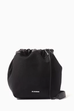 Buy Jil Sander Black Dumpling Drawstring Crossbody in Cotton