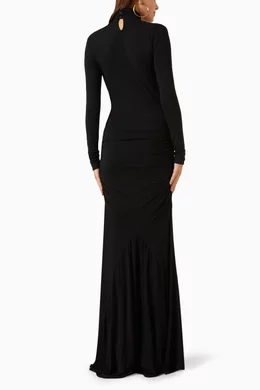 Buy Blumarine Black Choker Maxi Dress in Jersey for Women in