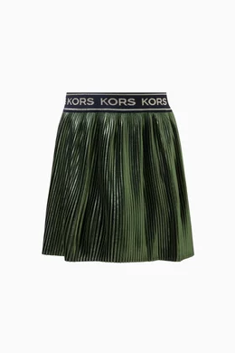 Buy Michael Kors Kids Green Pleated Skirt in Metallic viscose for