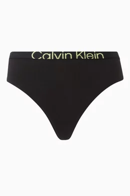 Buy Calvin Klein Black Future Shift Modern Thongs in Stretch Cotton