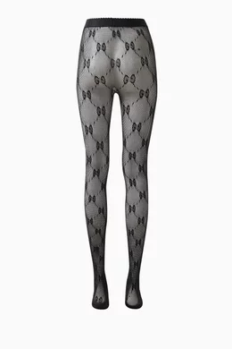 Buy Gucci Silver GG Tights in Stretch Knit Mesh for Women in UAE