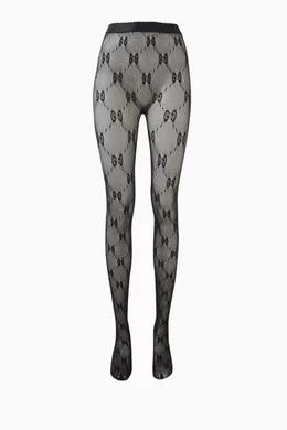 Buy Gucci Silver GG Tights in Stretch Knit Mesh for Women in Saudi