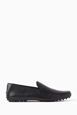 Buy Santoni Black Driver Shoes in Leather for Men in Saudi Ounass