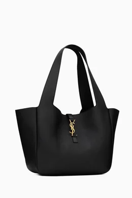 Saint laurent black hotsell leather tote bag