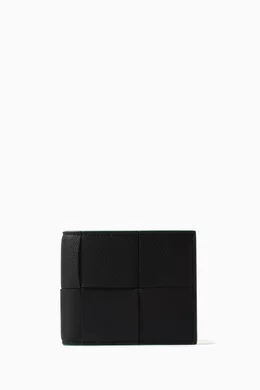 Buy Bottega Veneta Black Cassette Bi fold Wallet in Intreccio