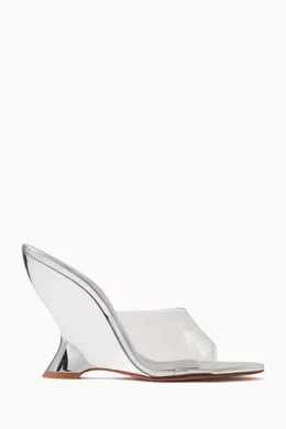 Buy Schutz Silver Aprill 110 Wedge Sandals in PVC Metallic