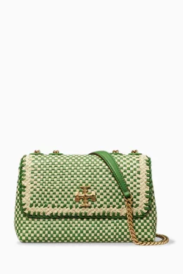 Buy Tory Burch Green Small Kira Chevron Shoulder Bag in Woven
